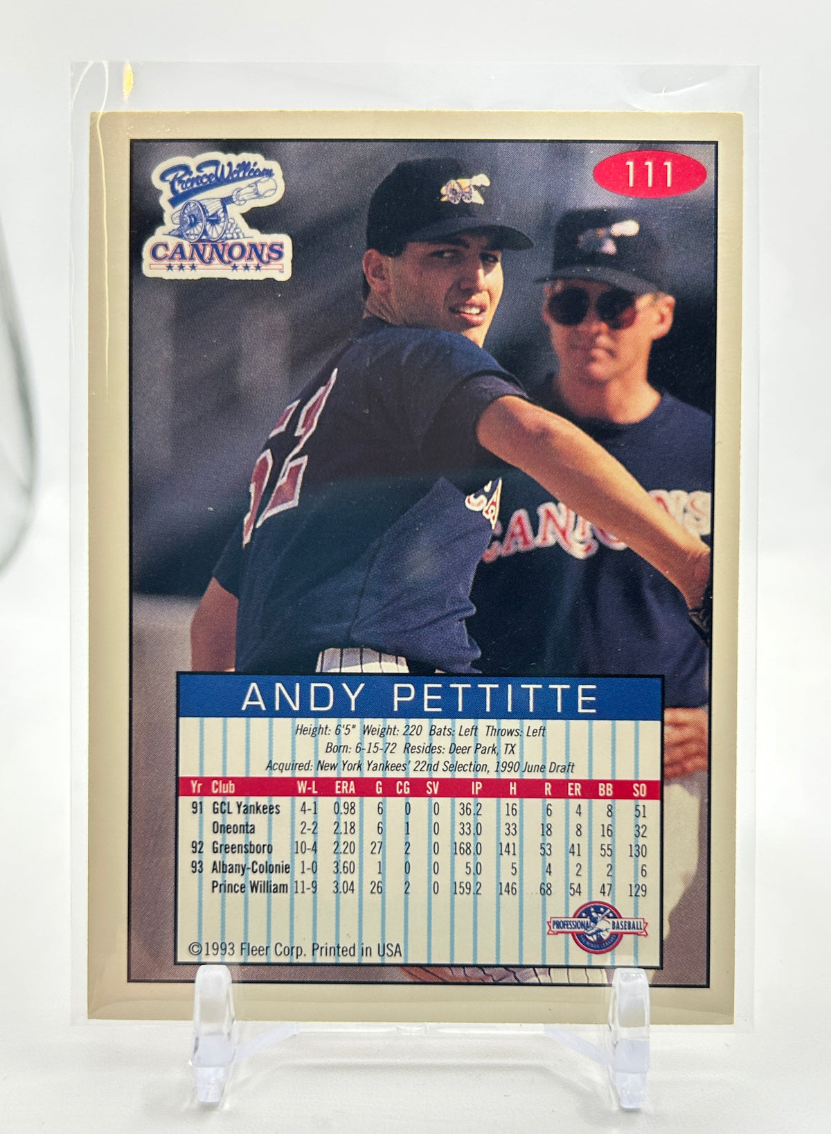 1993 Fleer Excel Andy Pettitte Rookie Propect #111