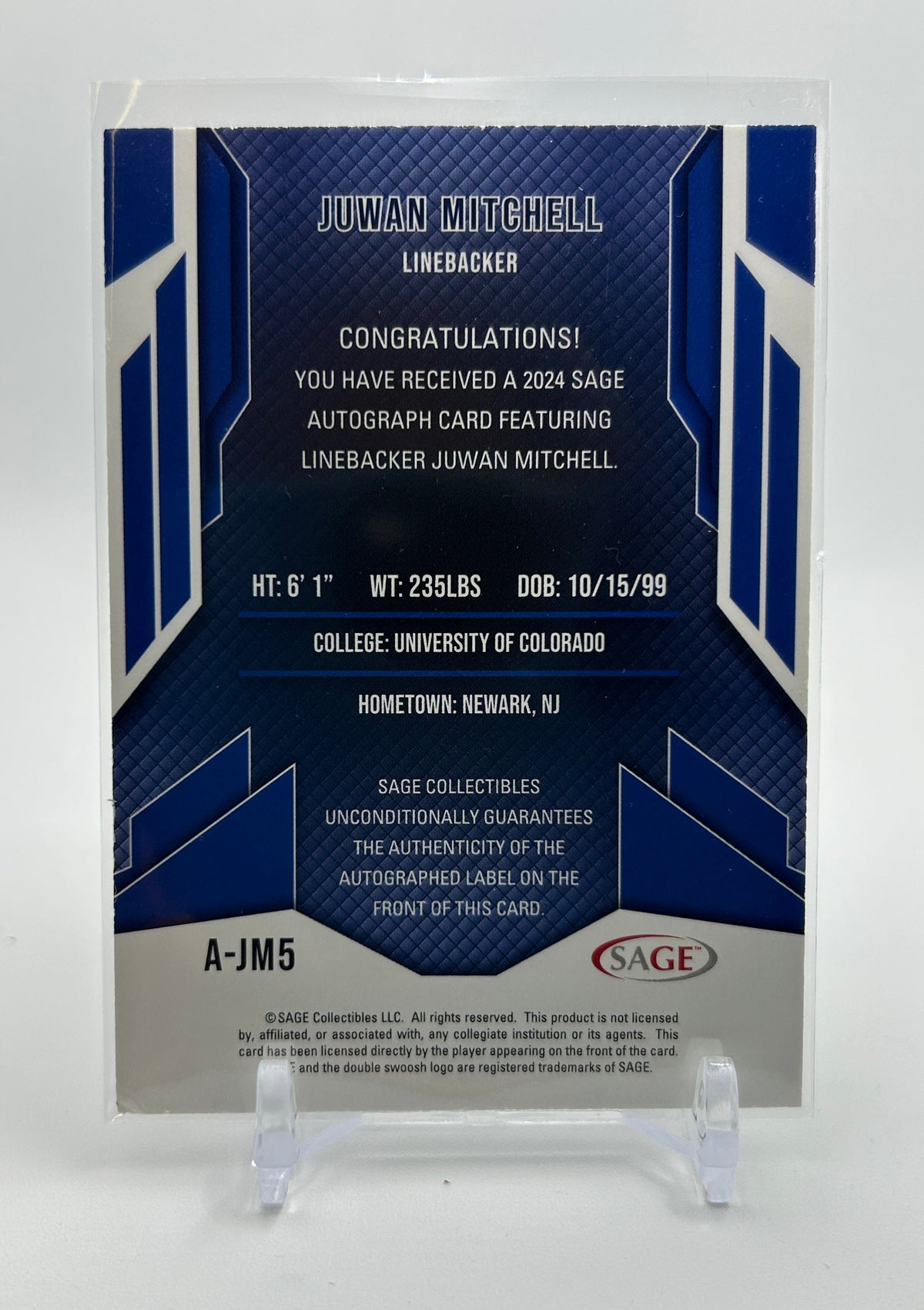 2024 Sage Juwan Mitchell Blue Rookie Auto #A-JM5
