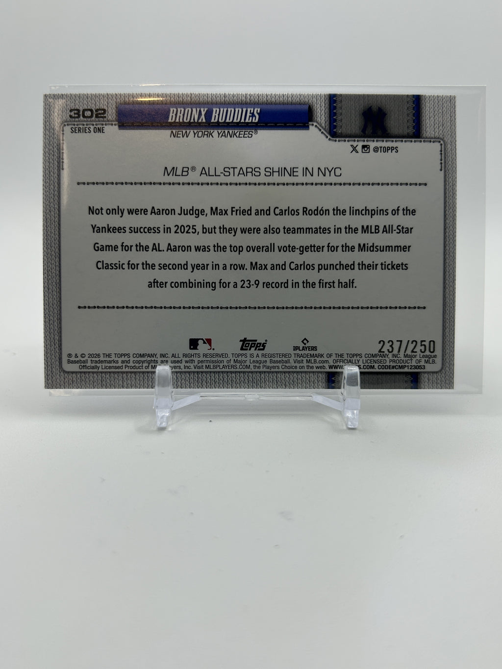2026 Topps Series One Bronx Buddies Purple Shimmer /250 #302