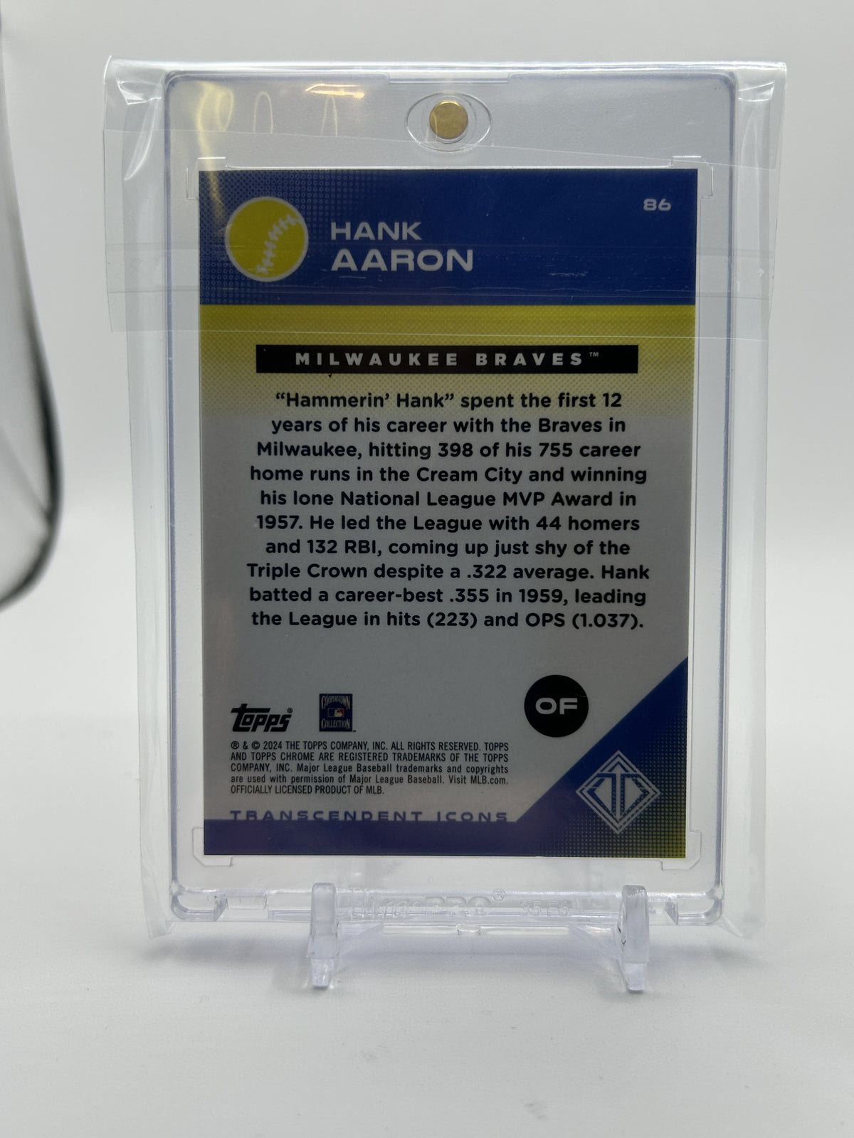 2024 Topps Transcendent Icons Hank Aaron Orange Refractor /25 #86