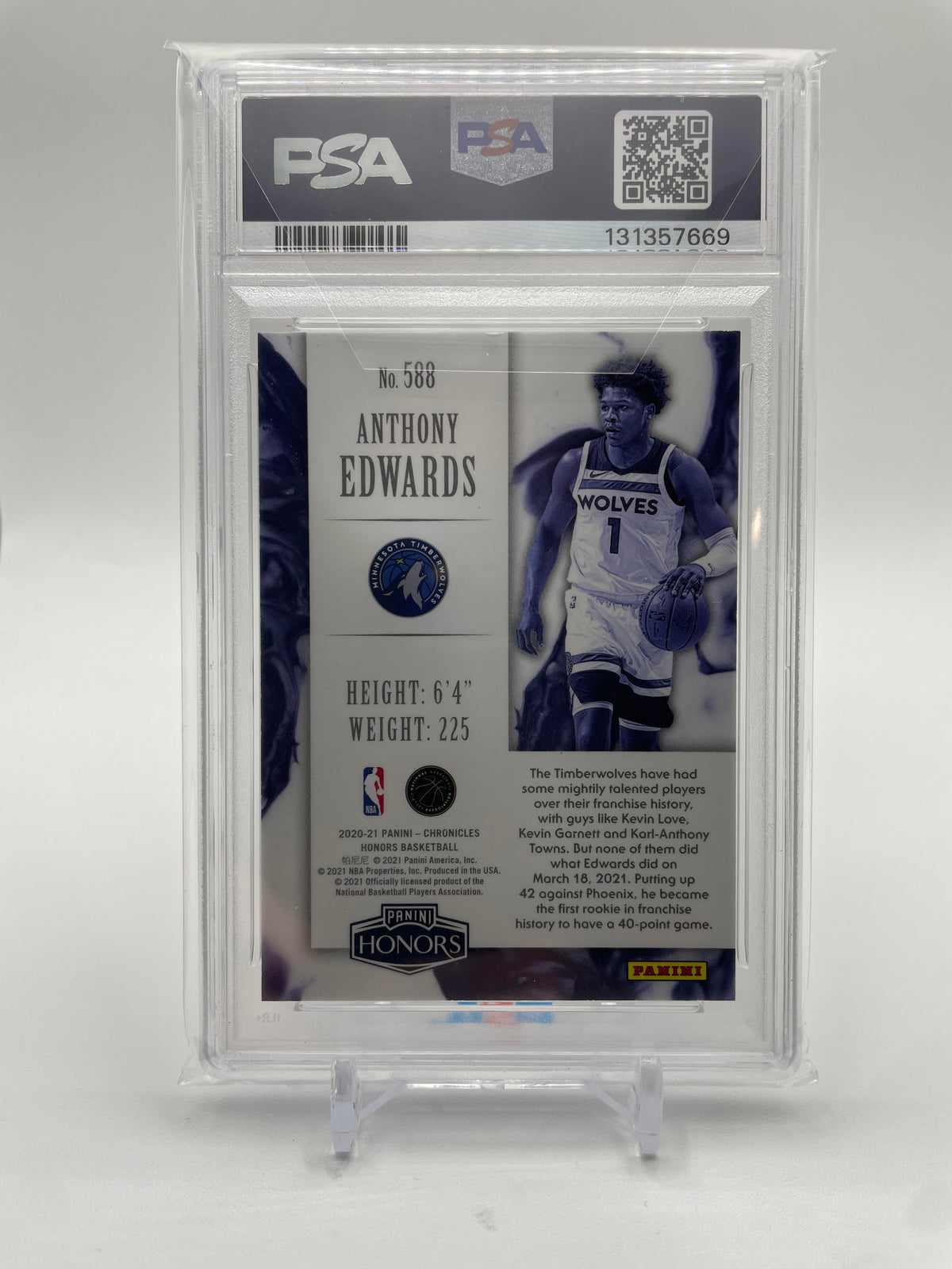 2020-21 Panini Chronicles Anthony Edwards Honors Rookie PSA 10 #588