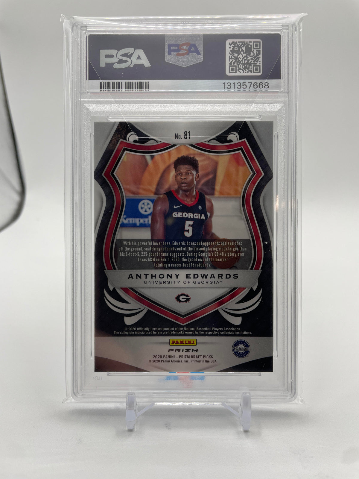 2020-21 Panini Prizm DP Anthony Edwards Crusade Green Prizm Rookie PSA 10