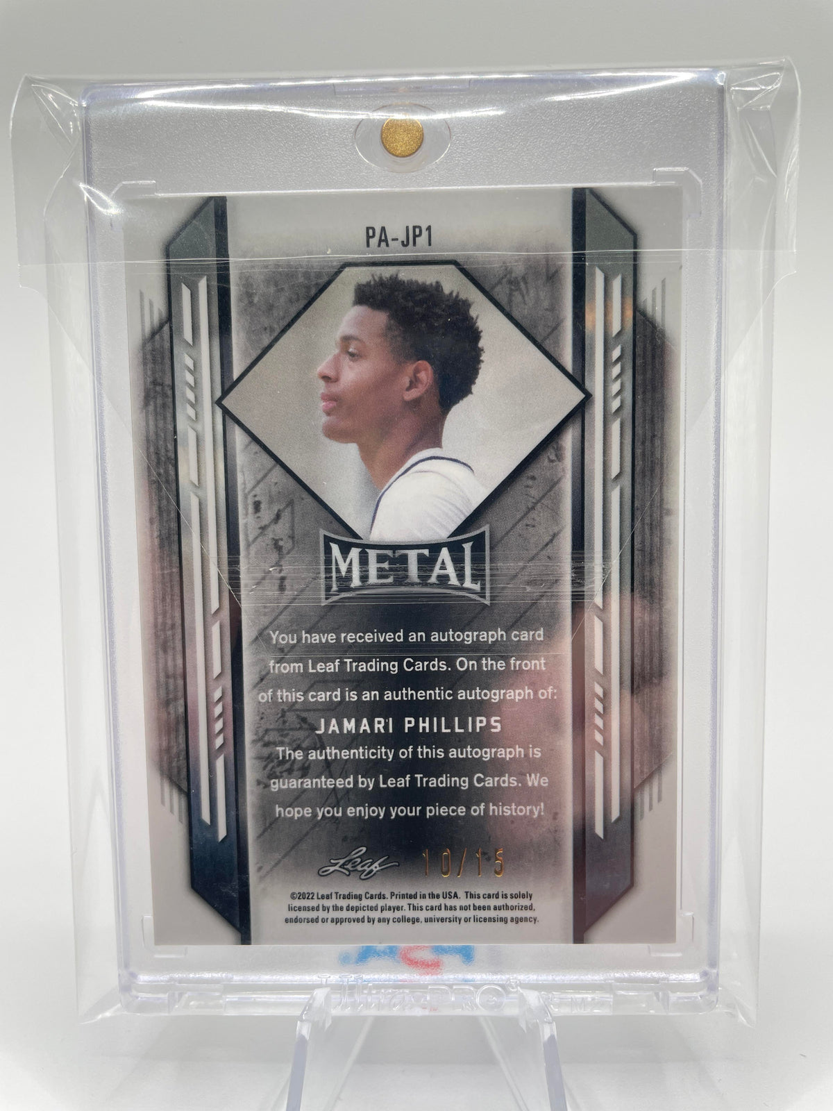 2021-22 Leaf Metal Portrait Jamari Phillips Black Prizm Rookie Auto /10
