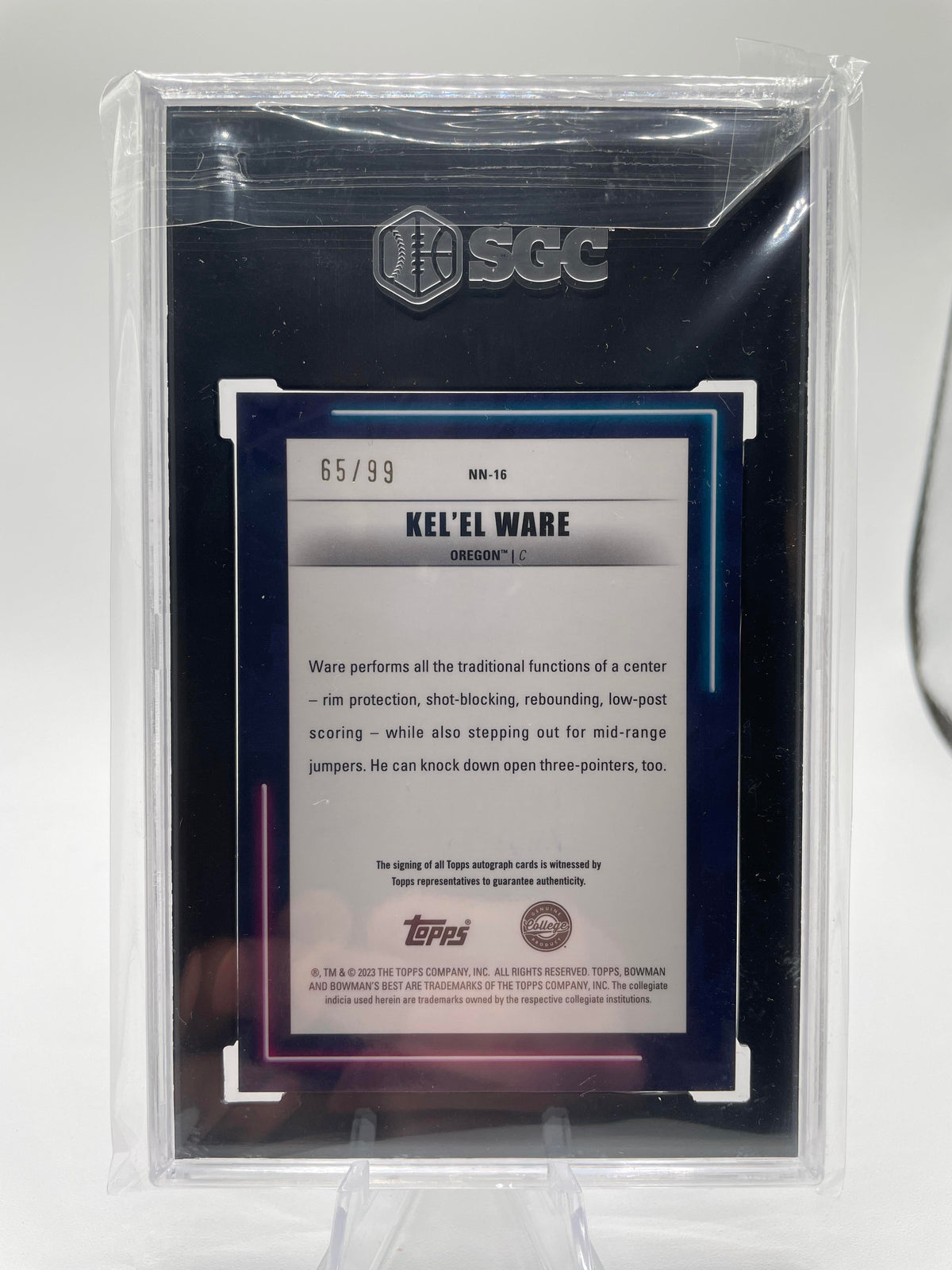 2022-23 Bowman University Best Kel'El Ware Neon Neophytes Auto /99 SGC 8.5 Auto 10