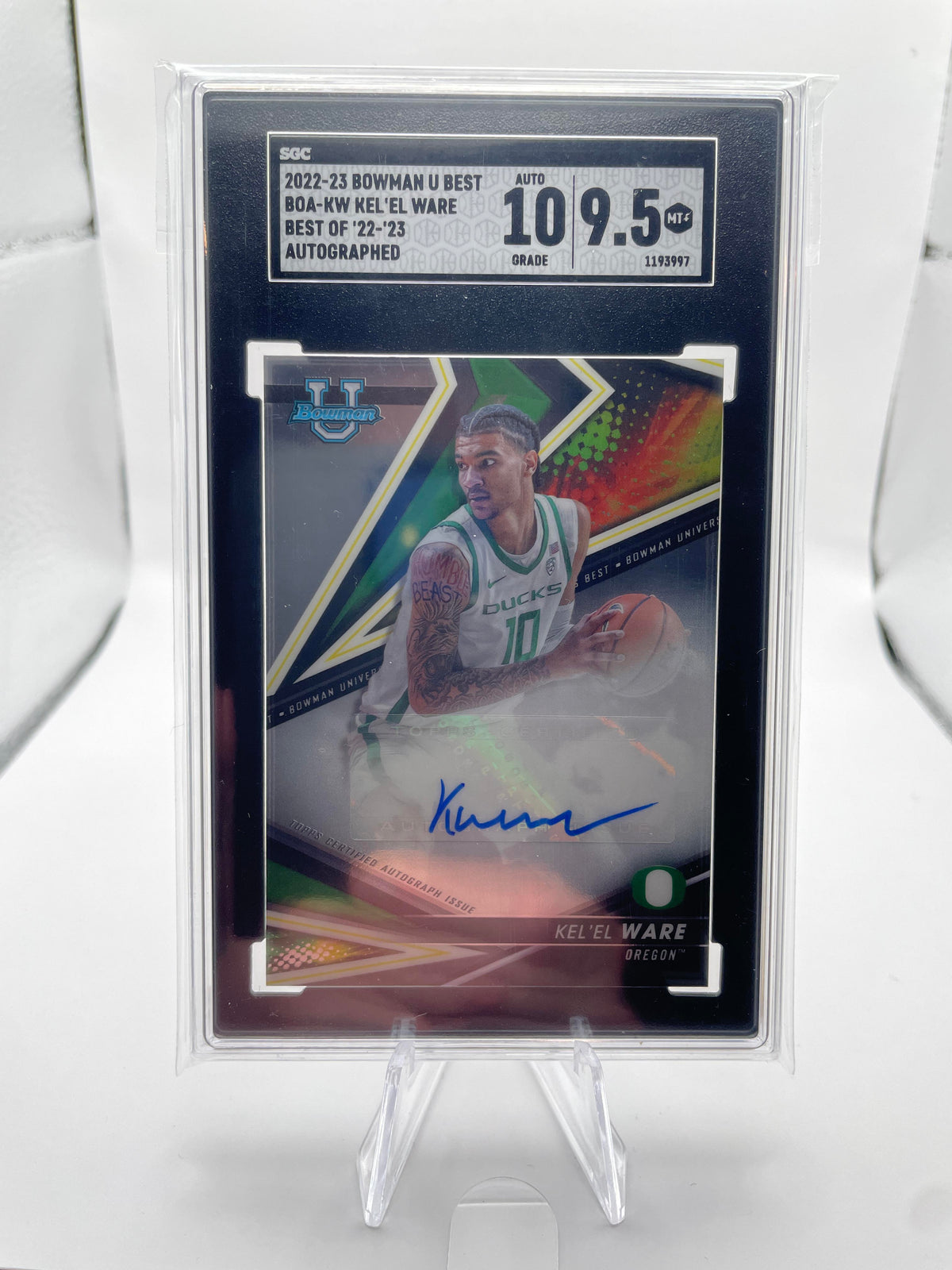 2022-23 Bowman University Best Kel'El Ware Rookie Auto SGC 9.5 Auto 10
