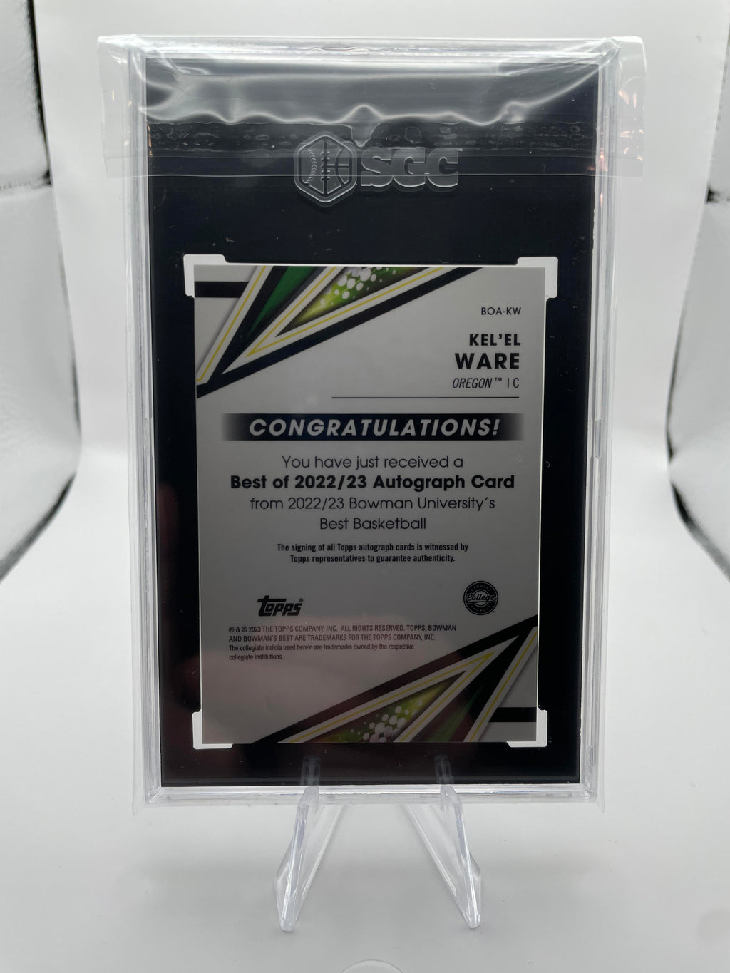 2022-23 Bowman University Best Kel'El Ware Rookie Auto SGC 9.5 Auto 10