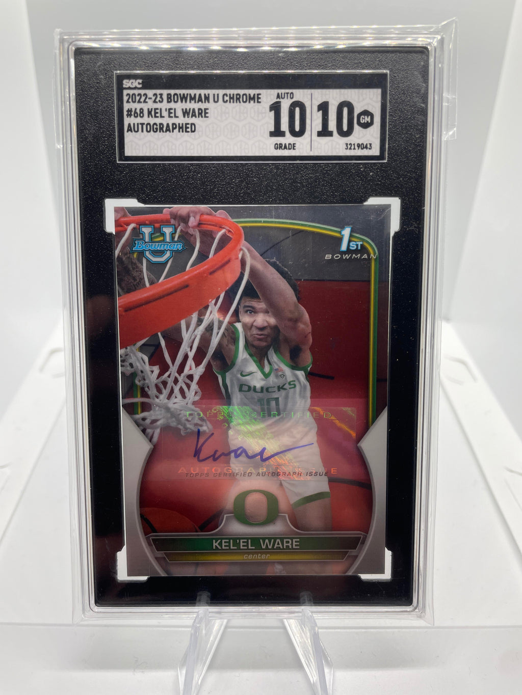 2022-23 Bowman University Chrome Kel'El Ware Rookie Auto SGC 10 Auto 10