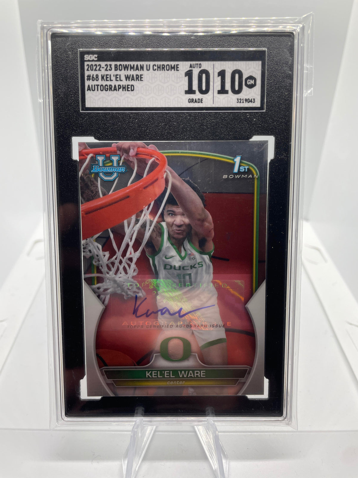 2022-23 Bowman University Chrome Kel'El Ware Rookie Auto SGC 10 Auto 10