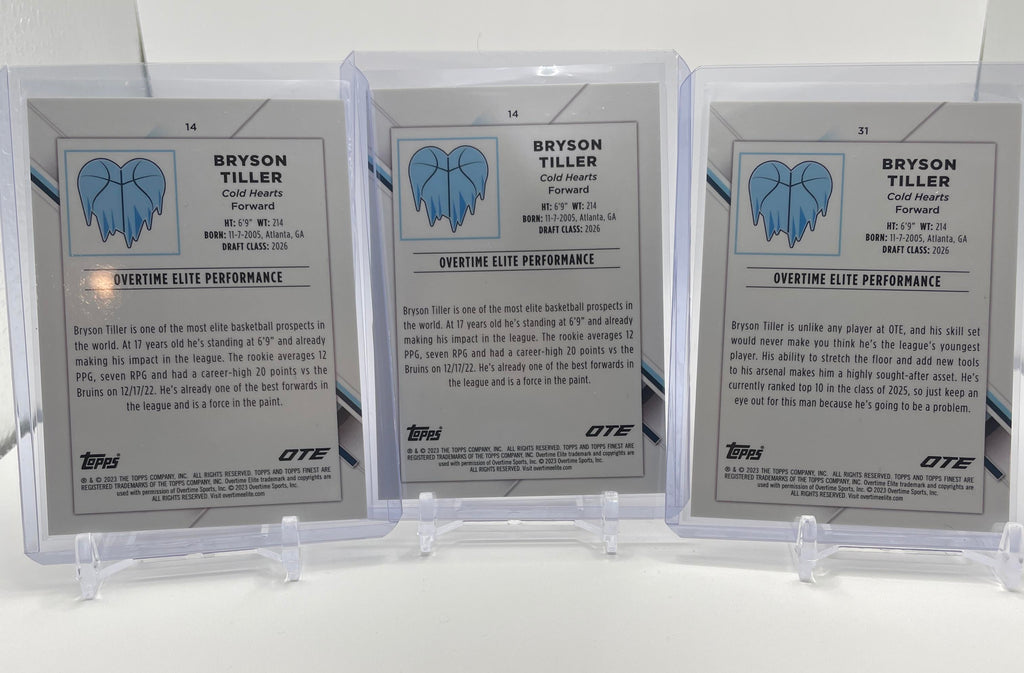 2022-23 Topps OTE Finest Bryson Tiller Purple Refractor Rookie /250 Set (x8)