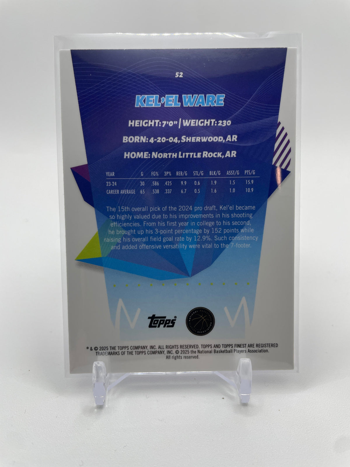 2024-25 Topps Finest Kel'El Ware Purple Refractor Rookie /200 #52