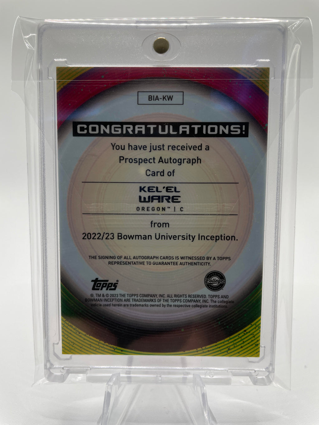 2022-23 Bowman University Inception Kel'El Ware Fuchsia Foil Rookie Auto /75