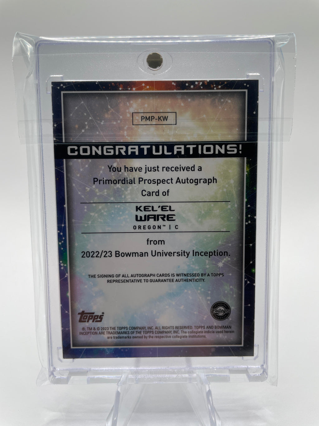 2022-23 Bowman University Inception Kel'El Ware Primordial Blue Rookie Auto /75