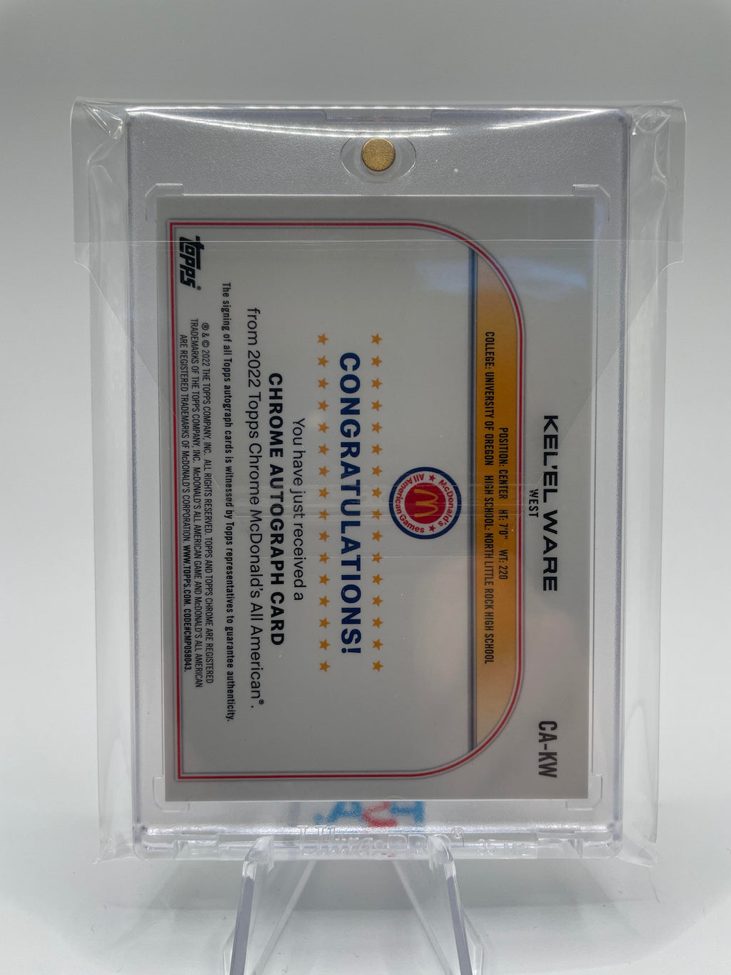 2022-23 Topps McDonald's Chrome Kel'El Ware Refractor Rookie Auto #CA-KW