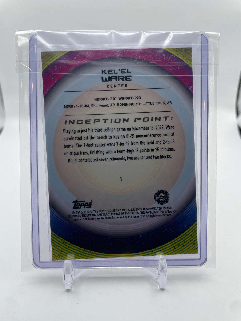 2022-23 Bowman U Inception Kel'El Ware Black Foil Rookie /10