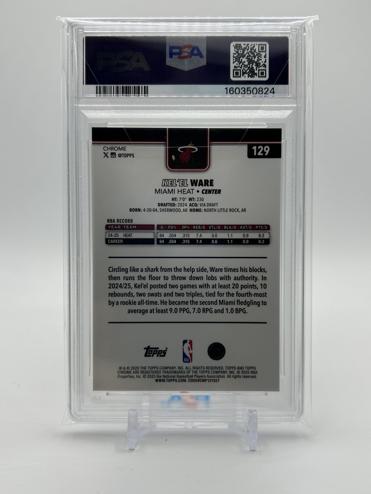 2025-26 Topps Sapphire Kel'El Ware Black Refractor /10 PSA 10 Gem Mint