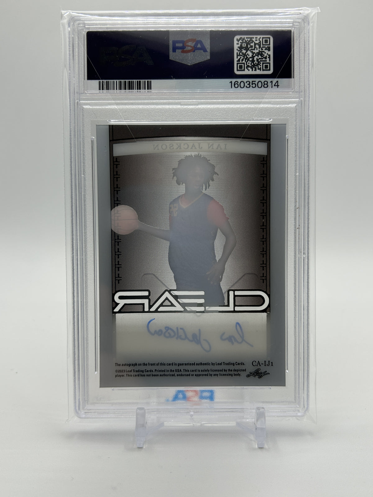 2022-23 Leaf Trinity Clear Ian Jackson Black Gold Rookie Auto 1/1 PSA 7