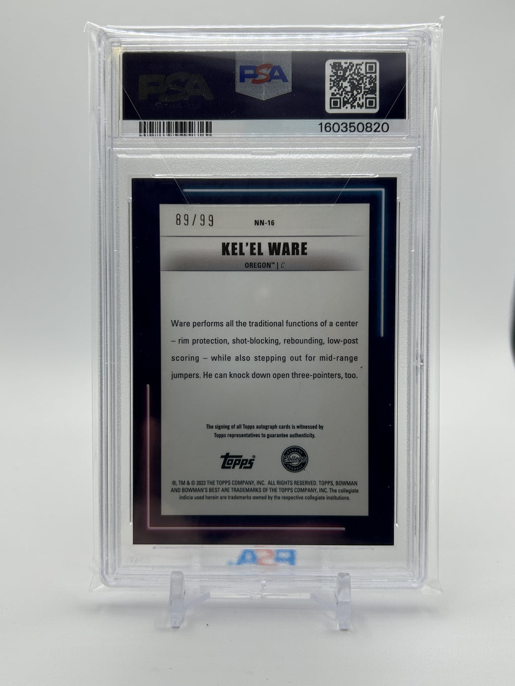 2022-23 Bowman University Best Kel'El Ware Neon Neophytes Auto /99 PSA 9