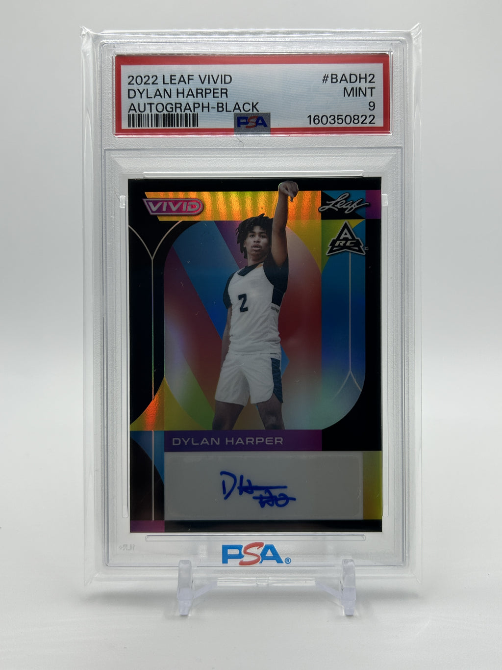 2022-23 Leaf Vivid Dylan Harper Black Prizm Rookie Auto /20 PSA 9