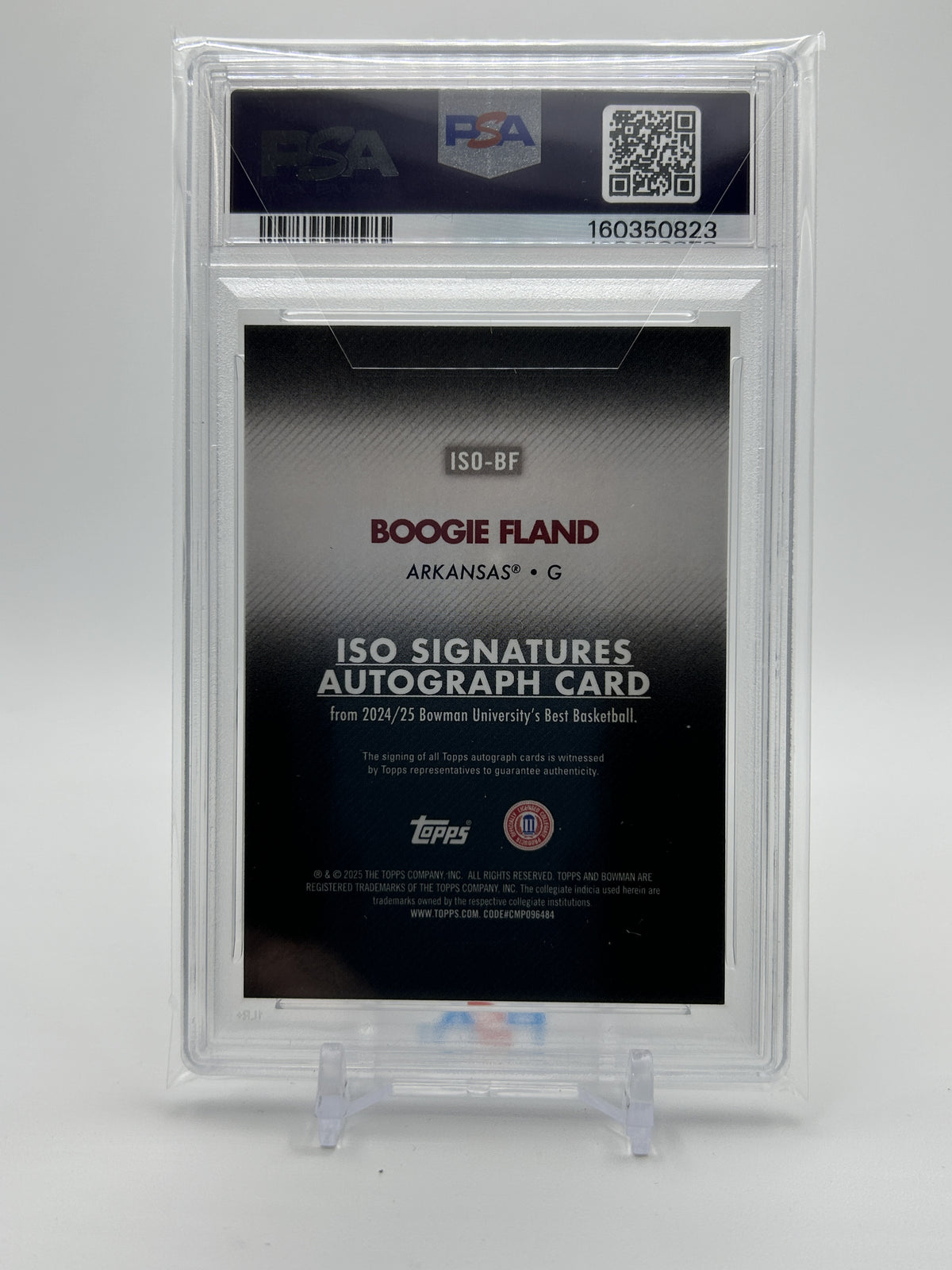 2024-25 Bowman University Best Boogie Fland Iso Signatures White Auto /5 PSA 9