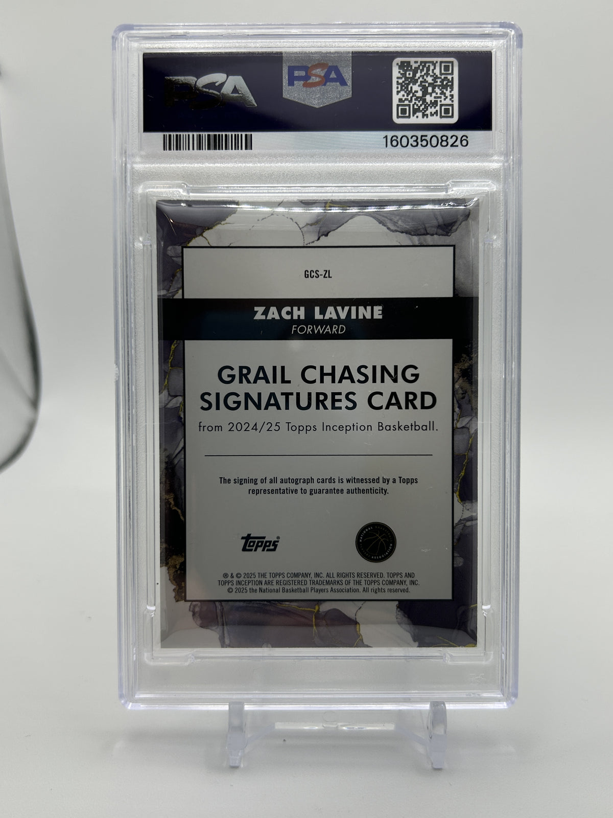2024-25 Topps Inception Zach Lavine Grail Chasing Auto 1/1 PSA 7