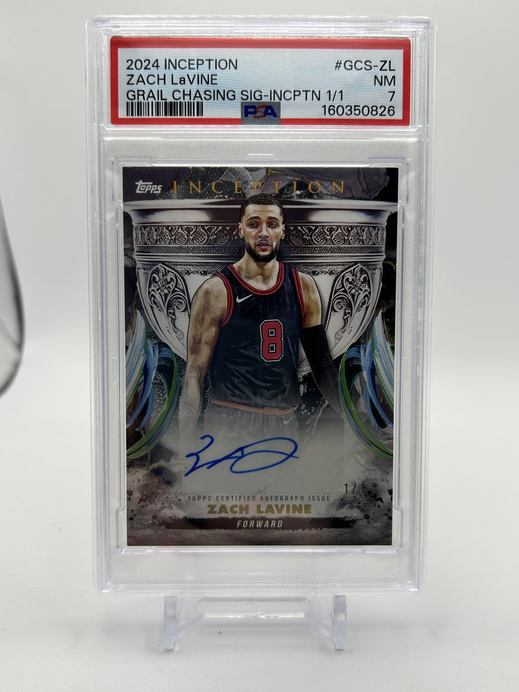 2024-25 Topps Inception Zach Lavine Grail Chasing Auto 1/1 PSA 7