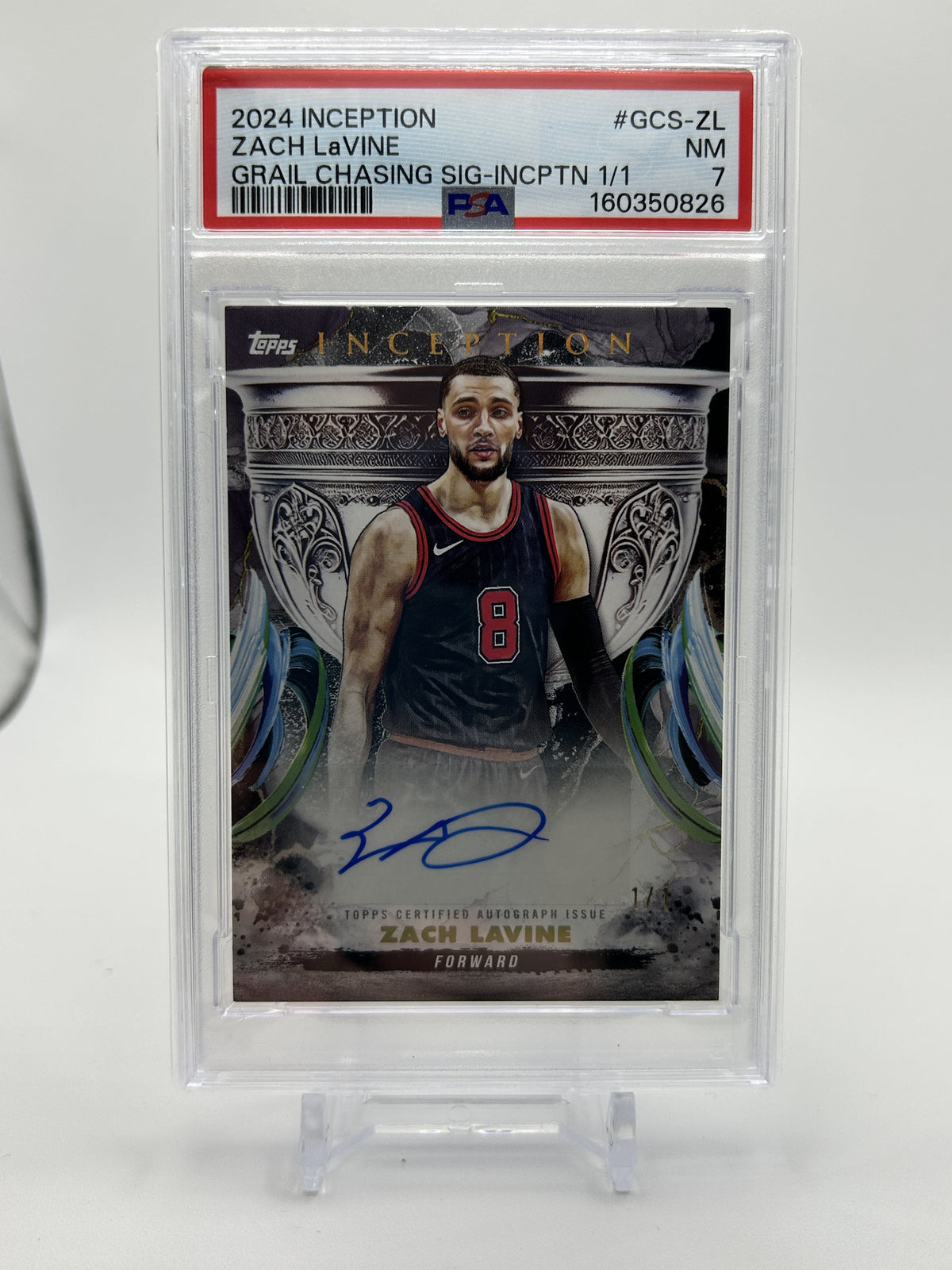 2024-25 Topps Inception Zach Lavine Grail Chasing Auto 1/1 PSA 7