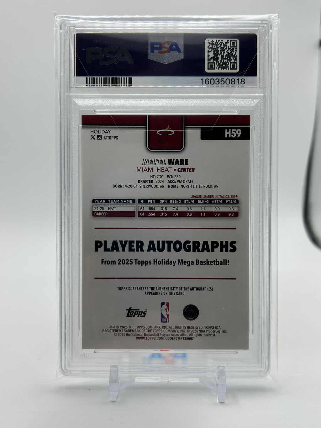 2025-26 Topps Holiday Kel'El Ware Holiday Mega Auto #H59 PSA 9